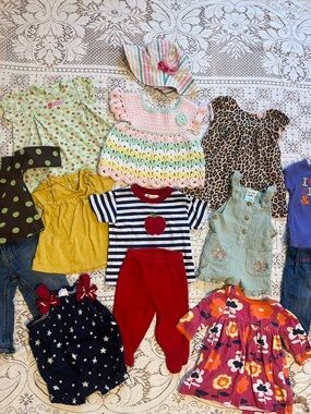 Baby Girl 6-12m Spring/Summer bundle 90s Y2K LOT14pcs Dresses Overalls Outfits